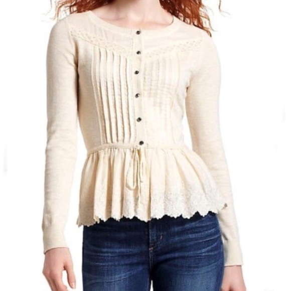 Ivory Cardigan Anthropologie - Picture 2 of 10